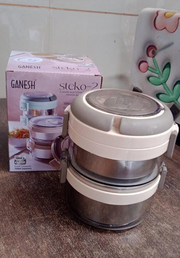 Ganesh Steko-2 Double Layer Stainless Steel Insulated Lunch Box Set