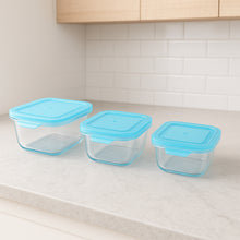 Premium Quality 3-piece Square Glass Food Storage Container  Bowl Set