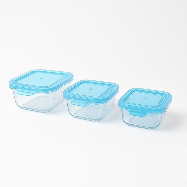 Premium Quality 3-piece Square Glass Food Storage Container  Bowl Set