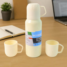 White Vacuum Flask Set  Stainless Steel Thermos With 3 Cups Approx 500ml